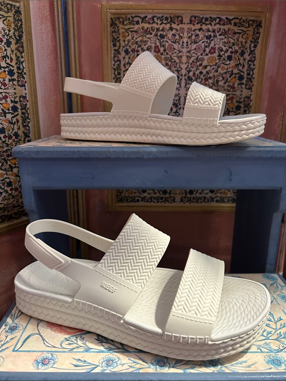 Reef White Women’s Platform Slingback Sandals